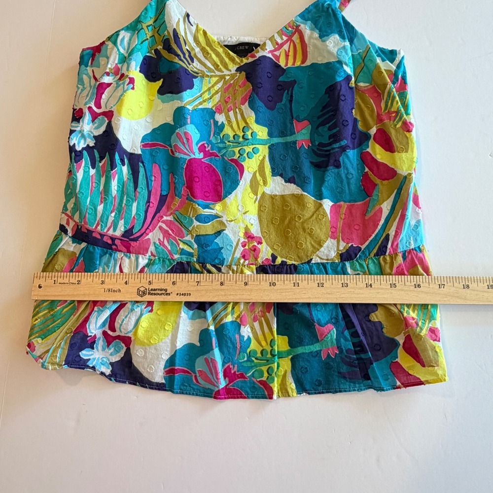 J.Crew Tropical Floral Swiss Dot Peplum Camisole Top Tie Strap Multi Color 4 - Picture 5 of 7